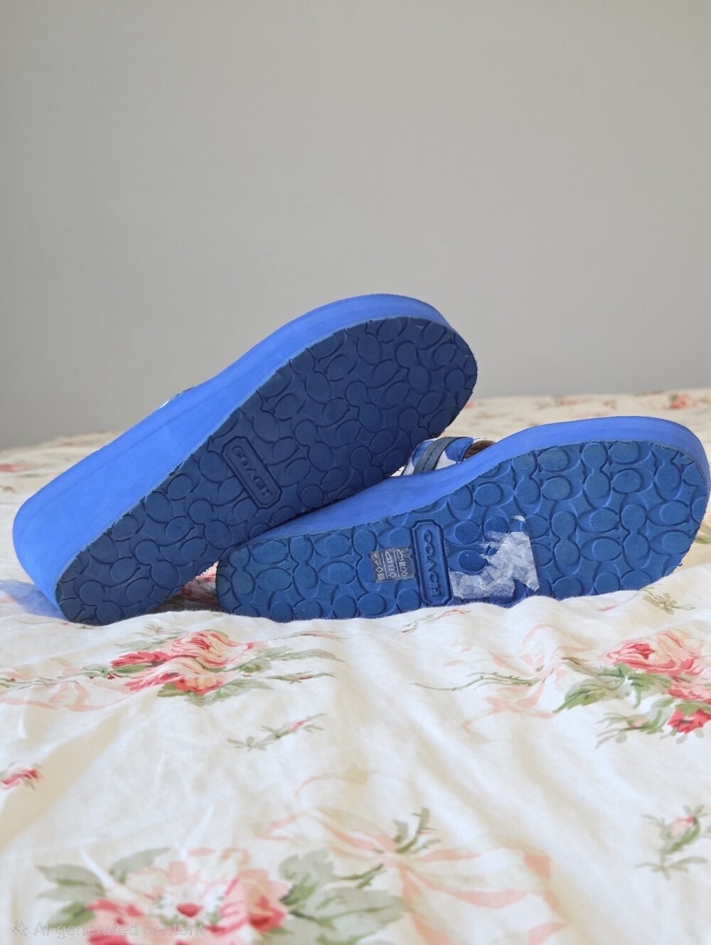 Coach Jaden Blue White Polka Dot Wedge Flip Flop | Signature Sole | Size 6 Y2K - Picture 11 of 15